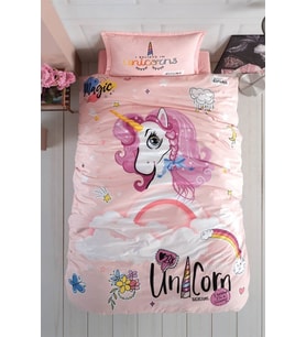 Clasy %100 Pamuk Tek Kişilik Nevresim Takımı Pink Dreams V1 Pudra
