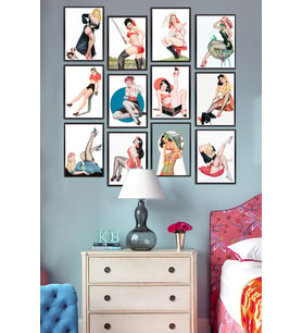 Mutfak dekorasyon, Duvar tabloları,  Pop Art Kızları, Parçalı Mdf Tablo, Pop Art 12 Parça Tablo, Mutfak Mdf Tablo