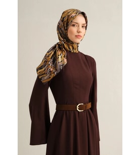 Armine Tivil İpek Eşarp 9335 - 50 Yeşil Karışık Desen (Sarı)