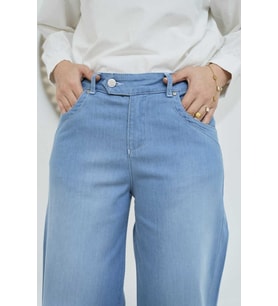 1067-Denim Bol Paça Pantolon Açık Mavi