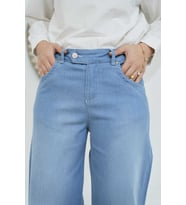 1067-Denim Bol Paça Pantolon Açık Mavi