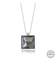 Crystal Taşlı Kare 925 Ayar Gümüş Kolye