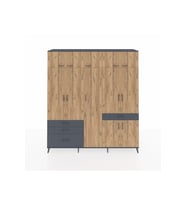 Hyperion Dolap 11 Raflı 4 Çekmeceli 2 Askılı 220x44x243 Antrasit-Çam/Antrasit