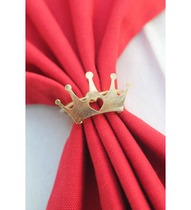 6 Adet Dekoratif Gold Queen Peçete Halkası - Napkin Ring