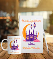 Arapça Öğretmenlerine Özel Defter Kalem Kupa Hediye Seti