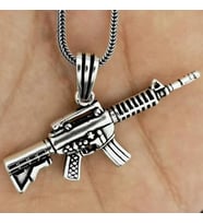 Tüfek Tasarımlı 925 Ayar Gümüş Erkek Kolye