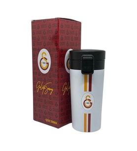 Galatasaray Orijinal 400 ml Paslanmaz Çelik Termos Mug 8 Saat Sıcak Soğuk Kutulu (Beyaz)