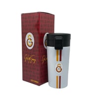 Galatasaray Orijinal 400 ml Paslanmaz Çelik Termos Mug 8 Saat Sıcak Soğuk Kutulu (Beyaz)