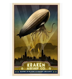 Steampunk Zeplin: Amiral Rosendahl Tablo Ahşap Poster Dekoratif