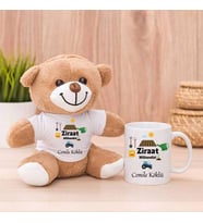 Bayan Ziraat Mühendisine Hediye Peluş Ayıcık ve Kupa Bardak (Model 1)