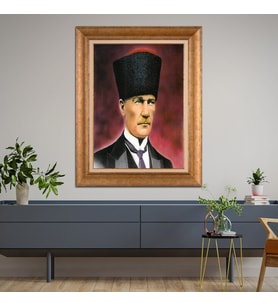 Altın Varaklı Paspartulu Çerçeveli Tablo hb1209