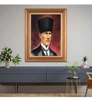 Altın Varaklı Paspartulu Çerçeveli Tablo hb1209