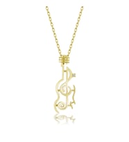Gümüş Kolye Pırlanta Kolye ( Melodi Sarı) (Gold)
