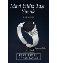 Sertifikalı Kalın Tımbıl Gümüş Model Lacivert Yıldız Taşı Yüzük - Ayarlamalı (Çok Renkli)