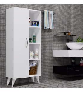 Star Tek Kapılı 4Raflı Çok Amaçlı Dolap Beyaz - BDL0201