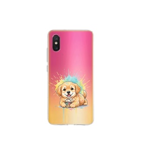 Xiaomi Mi 8 Pro ile Uyumlu Splash Köpek Tasarımlı Şeffaf Silikon Kılıf