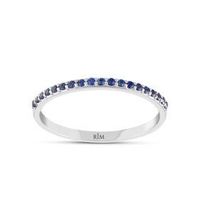 0.10 Karat Laboratuvar Pırlanta Safir Yarımtur Yüzük - HRD Sertifikalı