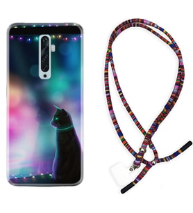 Oppo Reno 2Z 4 Lite 4 Pro 5 6 7 A31 Kılıf Boyun Asklı Rasta Silikon Window Cat 1787