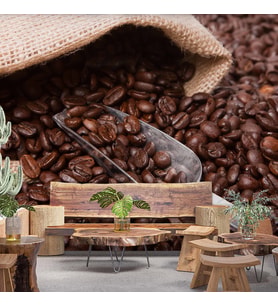 Kahve Çekirdeği Cafe Duvar Kağıdı Baskı