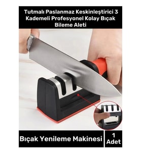Özel Üretim Tutmalı Paslanmaz Keskinleştirici 3 Kademeli Profesyonel Kolay Bıçak Bileme Aleti