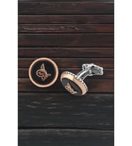Gümüş Siyah Onix Taşlı Osmanlı Tuğralı Kol Düğmesi