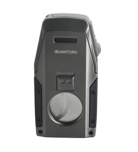 Quantoro Çift Torch Pürmüz Düz Kesici/Delicili Gunmetal Metal Puro Çakmağı - TRZ1127
