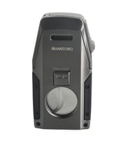 Quantoro Çift Torch Pürmüz Düz Kesici/Delicili Gunmetal Metal Puro Çakmağı - TRZ1127