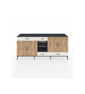 Hyperion Konsol 5 Raflı 4 Çekmeceli 4 Kapaklı 220x44x99 Antrasit-Çam/Aytaşı