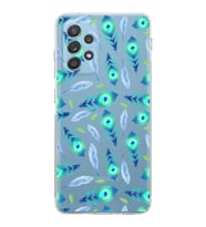 PrintiFy Samsung A52S 5G ile Uyumlu Nazar Boncuğu 3 Baskılı Kamera Korumalı Şeffaf Silikon Kılıf