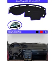 Mazda 626 1991-1997 İçin Uygun Torpido Koruma Halısı Siyah Kenar Renk Mavi