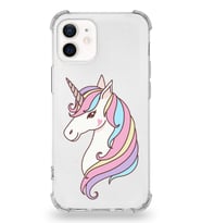Apple iPhone 12 Uyumlu Köşe Korumalı Antişok  Kapak Unicorn Tasarımlı Şeffaf Silikon Kılıf