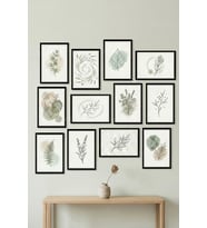 12 Parça Botanik Minimal Dekoratif Çerçeve Görünümlü Tablo Seti
