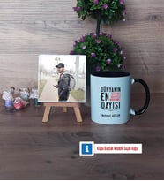 Dayıya Hediye Fotoğraflı Dekoratif Taş, Kupa Bardak Beyaz Hediye (Model 11)