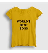 Presmono Kadın Sarı Worlds Best Boss The Office T-Shirt 346632tt (Sarı)