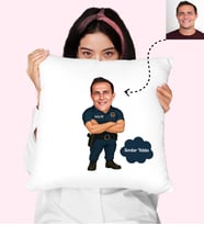 Karikatürlü Erkek Polis Kişiye Özel Yastık