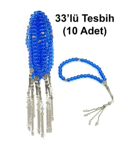 10 Adet 33lü Hac Umre Hediyelik Tesbih - Mavi