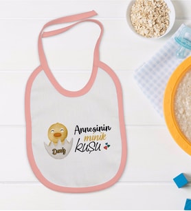 BK Kids Kişiye Özel Pembe Bebek Mama Önlüğü - Model 80