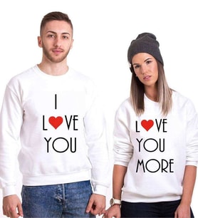 Tshirthane I Love You I Love More Sevgili Kombinleri Sweatshirt Kombini (Tek Ürün Fiyatıdır.)