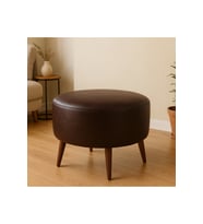 Acı Kahve Yuvarlak Deri Puf 60 cm