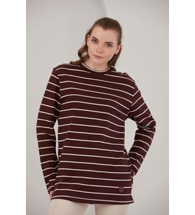 ALEXANDERGARDI ÇİZGİLİ SWEATSHİRT (E22-73201) (Bordo)