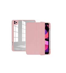 Apple iPad Air 11 2024 Uyumlu Kılıf Zore Nort Arkası Şeffaf Standlı Kılıf (Pembe)