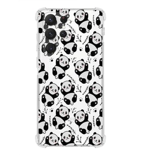 Samsung Galaxy S22 Ultra Uyumlu Köşe Korumalı Antişok  Kapak Panda Tasarımlı Şeffaf  Kılıf