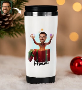 BK Gift Kişiye Özel Erkek Yılbaşı Karikatürlü Çelik Termos Bardak - 3, Yılbaşı Hediyesi, Yeni Yıl Hediyesi