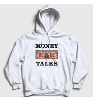 Presmono Unisex Beyaz Money Talks AC/DC Kapüşonlu Sweatshirt 336858tt