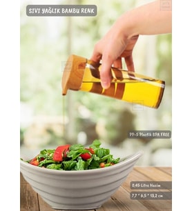 Bambu Renk Sıvı Yağdanlık Plastik Yağ Şişesi Dokunmatik Yağlık 0,45 Litre BPA FREE