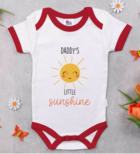 BK Kids Daddy's Little Sunshine Tasarımlı Kırmızı Bebek Body Zıbın-1