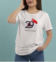 BK Gift 29 Ekim Tasarımlı Kadın Beyaz T-shirt-9, Arkadaşa Hediye, 29 Ekim Hediyesi Hediyesi, Trend Tişört, 100.Yıl Hediyesi