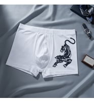 Erkek Flok Panter Baskılı Beyaz Renk Boxer BB2765
