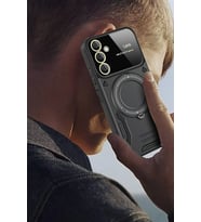 Newface Samsung Galaxy S25 Plus Kılıf Joy Lens Standlı Kapak - Mor