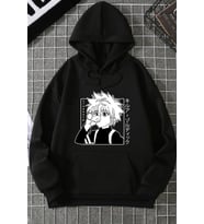 Unisex Killua Zoldyck Baskılı Sweatshirt (Siyah)